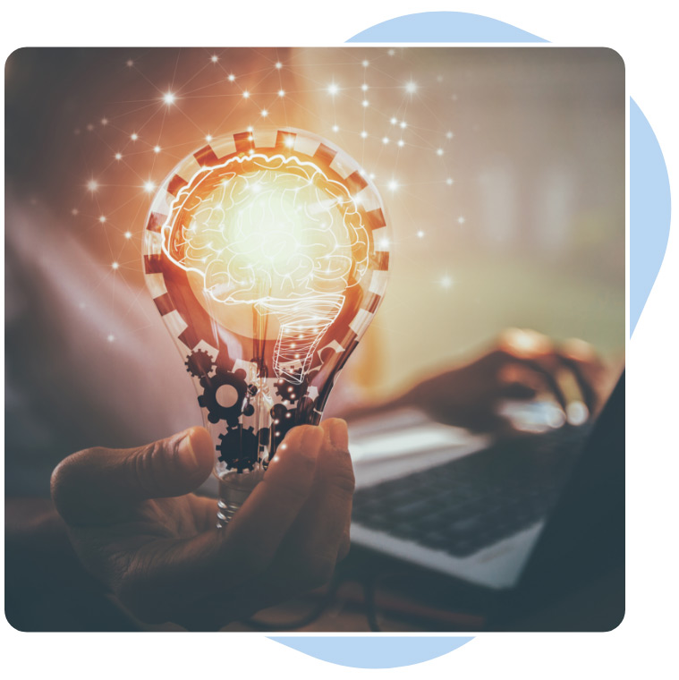 Idea lightbulb in hand
